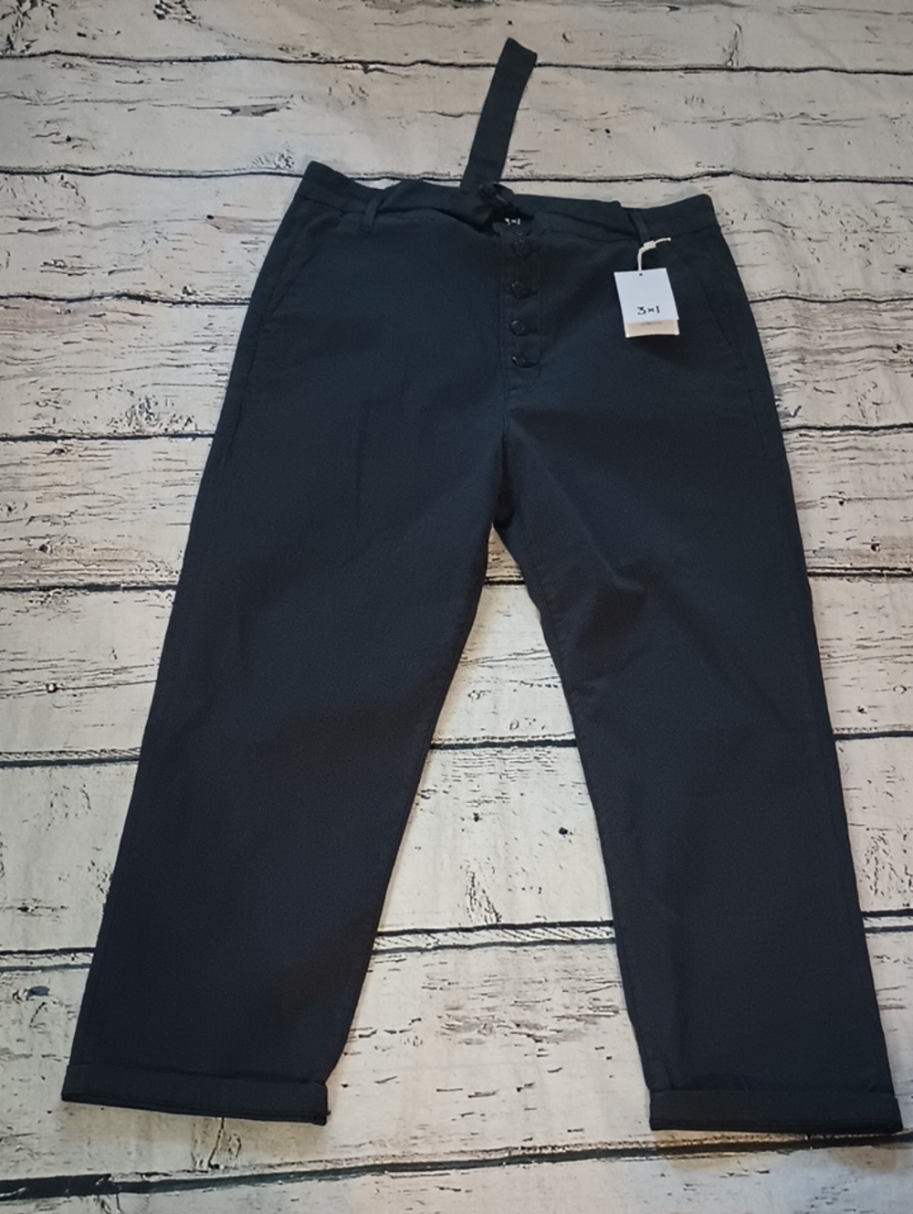 3x1 Vic Button Chino Pants Black Sea 27 NWT Nautical Sailor